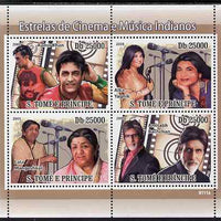 St Thomas & Prince Islands 2009 Indian Movie & Music Stars perf sheetlet containing 4 values unmounted mint