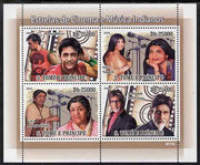 St Thomas & Prince Islands 2009 Indian Movie & Music Stars perf sheetlet containing 4 values unmounted mint