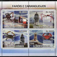 St Thomas & Prince Islands 2009 Lighthouses & Crabs perf sheetlet containing 4 values unmounted mint