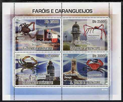 St Thomas & Prince Islands 2009 Lighthouses & Crabs perf sheetlet containing 4 values unmounted mint