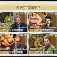 St Thomas & Prince Islands 2009 Art of Lucian Freud perf sheetlet containing 4 values unmounted mint