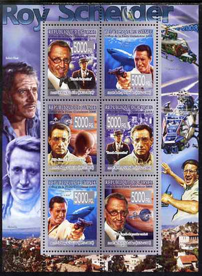 Guinea - Conakry 2008 Celebrities - Roy Schneider perf sheetlet containing 6 values unmounted mint, Michel 5698-5703