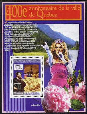 Guinea - Conakry 2008 400th Anniversary of Quebec (Cartier & Celine Dion) perf s/sheet unmounted mint, Michel BL1542