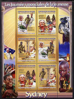 Guinea - Conakry 2008 World Youth Day (Pope & Scouts) perf sheetlet containing 6 values unmounted mint, Michel 5726-31
