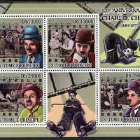 St Thomas & Prince Islands 2009 120th Birth Anniversary of Charlie Chaplin perf sheetlet containing 4 values unmounted mint