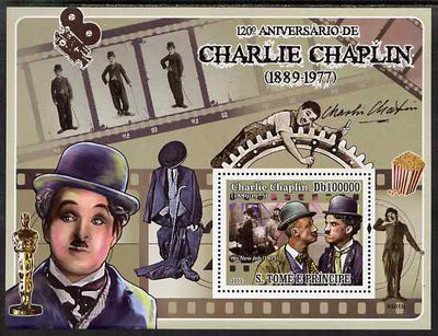 St Thomas & Prince Islands 2009 120th Birth Anniversary of Charlie Chaplin perf s/sheet unmounted mint