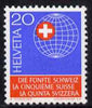 Switzerland 1966 50th Anniversary of Helvetic Society 20c unmounted mint, SG 739