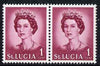 St Lucia 1964 QEII def 1c unmounted mint pair, one stamp with L flaw from R4/6, SG 197var