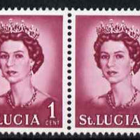 St Lucia 1964 QEII def 1c unmounted mint pair, one stamp with L flaw from R4/6, SG 197var