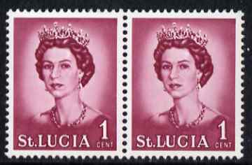 St Lucia 1964 QEII def 1c unmounted mint pair, one stamp with L flaw from R4/6, SG 197var
