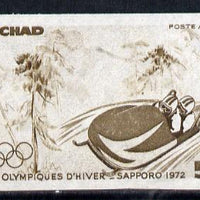 Chad 1972 Sapporo Winter Olympics 50f (Bobsled) unmounted mint imperf colour trial proof (several different combinations available but price is for ONE) as SG 355