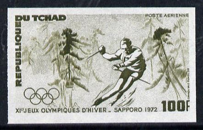 Chad 1972 Sapporo Winter Olympics 100f (Downhill Skiing) unmounted mint imperf colour trial proof (several different combinations available but price is for ONE) as SG 356