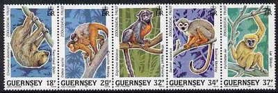 Guernsey 1989 10th Anniversary of Guernsey Zoological Trust - Animals of the Rainforest set of 5 unmounted mint, SG 469-73
