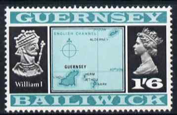 Guernsey 1969-70 1s 6d Map & William I (Type 1) unmounted mint, SG 23