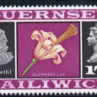 Guernsey 1969-70 1s 9d Guernsey Lily & Elizabeth I unmounted mint, SG 24