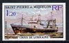 St Pierre & Miquelon 1976 Stern Trawlers 1f20 (Croix de Lorraine) imperf proofin issued colours unmounted mint, SG 550*