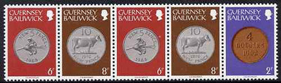 Guernsey 1979-83 Booklet pane of 5 (2p, 2 x 6p, 2 x 8p) from Coins def set unmounted mint, SG 179a