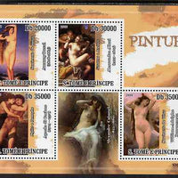 St Thomas & Prince Islands 2009 Nude Paintings perf sheetlet containing 4 values unmounted mint