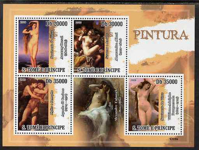 St Thomas & Prince Islands 2009 Nude Paintings perf sheetlet containing 4 values unmounted mint