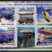 St Thomas & Prince Islands 2009 Airships & Zeppelins perf sheetlet containing 4 values unmounted mint