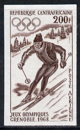 Central African Republic 1968 Mexico Olympics 200f (Downhill Skiing) imperf colour trial proof (several different combinations available but price is for ONE) as SG 159 unmounted mint