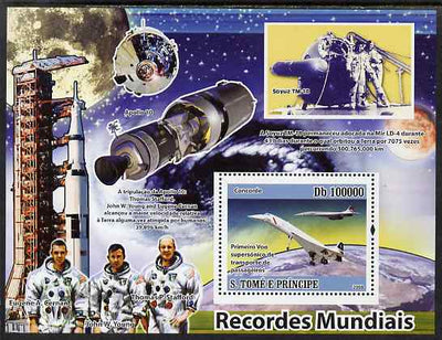 St Thomas & Prince Islands 2009 Space & Concorde perf s/sheet unmounted mint