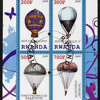 Rwanda 2009 Hot Air Balloons perf sheetlet containing 4 values fine cto used