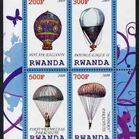 Rwanda 2009 Hot Air Balloons perf sheetlet containing 4 values unmounted mint