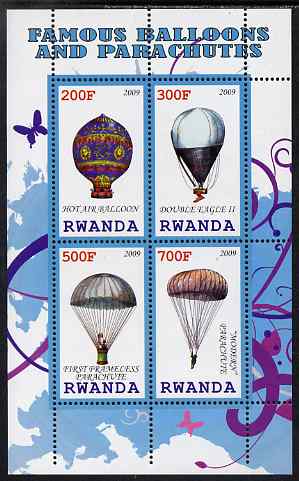 Rwanda 2009 Hot Air Balloons perf sheetlet containing 4 values unmounted mint