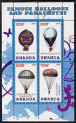 Rwanda 2009 Hot Air Balloons perf sheetlet containing 4 values unmounted mint