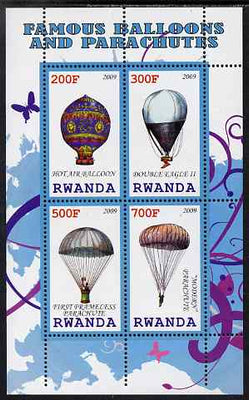 Rwanda 2009 Hot Air Balloons perf sheetlet containing 4 values unmounted mint
