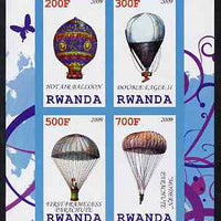 Rwanda 2009 Hot Air Balloons imperf sheetlet containing 4 values unmounted mint