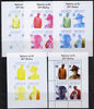 Kyrgyzstan 2000 Influences of the 20th Century sheetlet containing 4 values unmounted mint, the set of 4 imperf progressive proofs comprising various colour composites, unmounted mint (completed design shown but is not included)