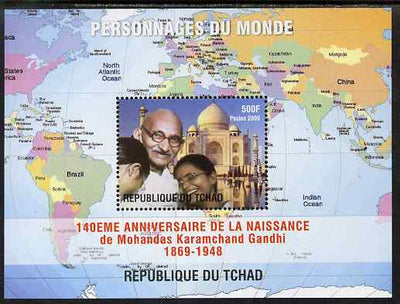 Chad 2009 World Personalities - Mahatma Gandhi perf s/sheet unmounted mint. Note this item is privately produced and is offered purely on its thematic appeal