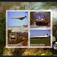 Djibouti 2007 Railways & Concorde #2 imperf sheetlet containing 4 values unmounted mint. Note this item is privately produced and is offered purely on its thematic appeal