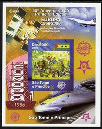 St Thomas & Prince Islands 2006 50th Anniversary of First Europa Stamp imperf souvenir sheet #4 Painting of Children & Cow unmounted mint. Note this item is privately produced and is offered purely on its thematic appeal