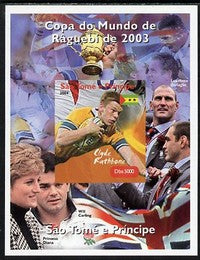 St Thomas & Prince Islands 2004 Rugby World Cup #3 Clyde Rathbone imperf souvenir sheet unmounted mint. Note this item is privately produced and is offered purely on its thematic appeal