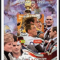 St Thomas & Prince Islands 2004 Rugby World Cup #4 Mike Tindall imperf souvenir sheet unmounted mint. Note this item is privately produced and is offered purely on its thematic appeal