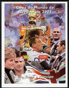 St Thomas & Prince Islands 2004 Rugby World Cup #4 Mike Tindall imperf souvenir sheet unmounted mint. Note this item is privately produced and is offered purely on its thematic appeal