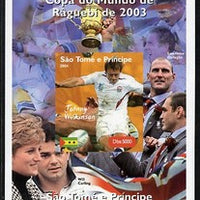 St Thomas & Prince Islands 2004 Rugby World Cup #5 Johnny Wilkinson imperf souvenir sheet unmounted mint. Note this item is privately produced and is offered purely on its thematic appeal