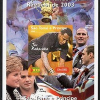St Thomas & Prince Islands 2004 Rugby World Cup #6 Joe Rokocoko imperf souvenir sheet unmounted mint. Note this item is privately produced and is offered purely on its thematic appeal