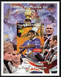 St Thomas & Prince Islands 2004 Rugby World Cup #8 Earl Va'a imperf souvenir sheet unmounted mint. Note this item is privately produced and is offered purely on its thematic appeal