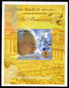 St Thomas & Prince Islands 2005 In Memoriam #1 Pope John Paul II imperf s/sheet unmounted mint. Note this item is privately produced and is offered purely on its thematic appeal