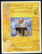 St Thomas & Prince Islands 2005 In Memoriam #4 Pope John Paul II imperf s/sheet unmounted mint. Note this item is privately produced and is offered purely on its thematic appeal