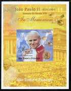 St Thomas & Prince Islands 2005 In Memoriam #7 Pope John Paul II imperf s/sheet unmounted mint. Note this item is privately produced and is offered purely on its thematic appeal