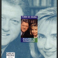 Somaliland 1999 Great People of the 20th Century - Bill & Hillary Clinton imperf souvenir sheet unmounted mint. Note this item is privately produced and is offered purely on its thematic appeal