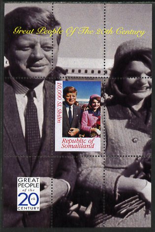 Somaliland 1999 Great People of the 20th Century - JFK & Jackie perf souvenir sheet unmounted mint