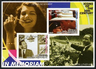 Somalia 2001 In Memoriam - Princess Diana & Walt Disney #02 imperf sheetlet containing 2 values with Jackie Kennedy & Martin Luther King in background unmounted mint. Note this item is privately produced and is offered purely on its thematic appeal