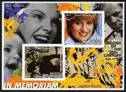 Somalia 2001 In Memoriam - Princess Diana & Walt Disney #06 imperf sheetlet containing 2 values with Judy Garland & Jackson Pollock in background unmounted mint. Note this item is privately produced and is offered purely on its thematic appeal
