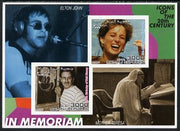 Somalia 2001 In Memoriam - Princess Diana & Walt Disney #08 imperf sheetlet containing 2 values with Elton John & Mother Teresa in background unmounted mint. Note this item is privately produced and is offered purely on its thematic appeal